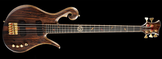 5 string Xylem bass with fall leaf fretboard inlays