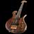 Scroll, fretboard inlays and ebony-covered neck pickup of the custom bass guitar