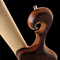 Mahogany bass guitar with black walnut top wood on back