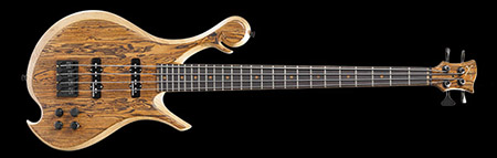 Short scale custom bass with swamp ash body