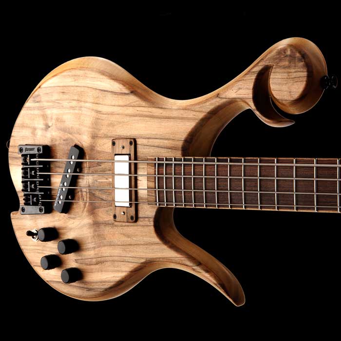 Back of a Xylem ball scroll on a custom bass