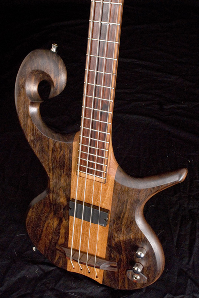 Front of the custom bass guitar body