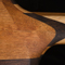 Neck joint of the custom bass w/ black walnut neck shim