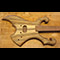 Custom guitar with two scrolls in playing position