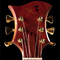 Custom guitar headstock with gold Hipshot tuners and blood wood veneer