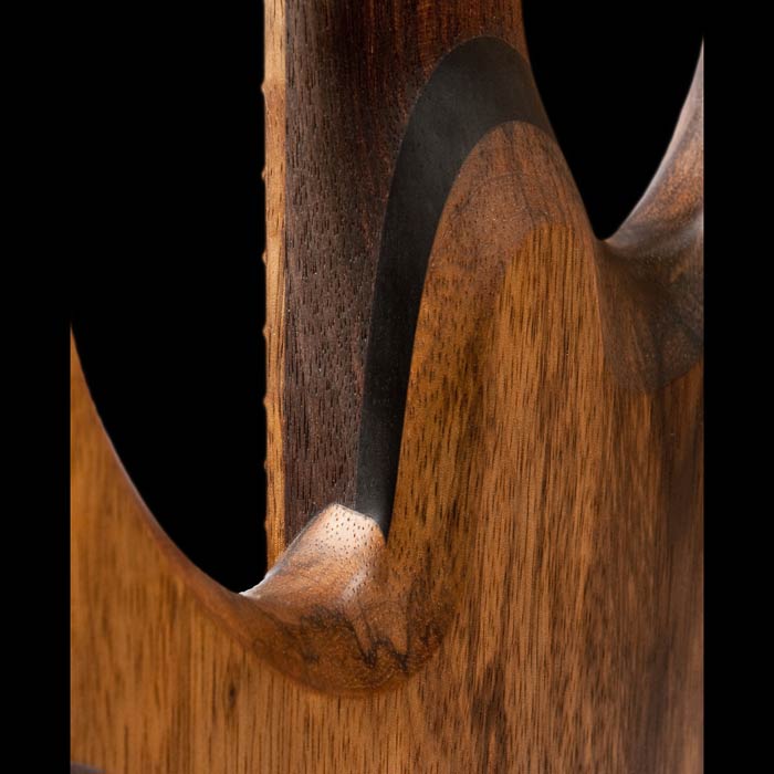 Front of the custom guitar at an angle w/ Neutrik locking output jack