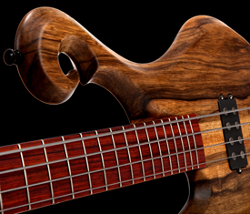 Xylem lefty custom bass with black limba body and Nordstrand pickup
