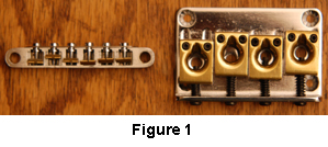 guitar bridge and bass bridge, each with moveable saddles