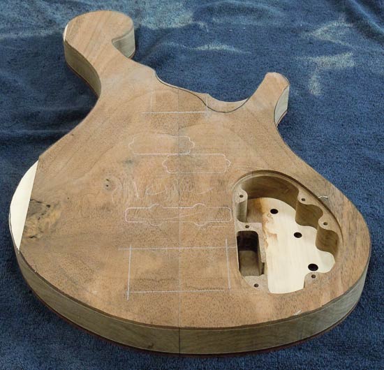 Lefty custom bass body with battery compartment in control cavity