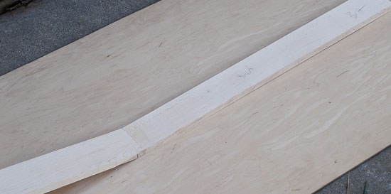 Back of a rock maple neck blank for a 6-string bass guitar