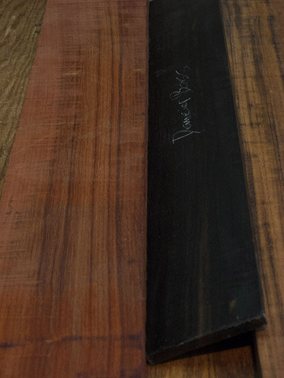 Padauk neck blank and ebony fingerboard blank