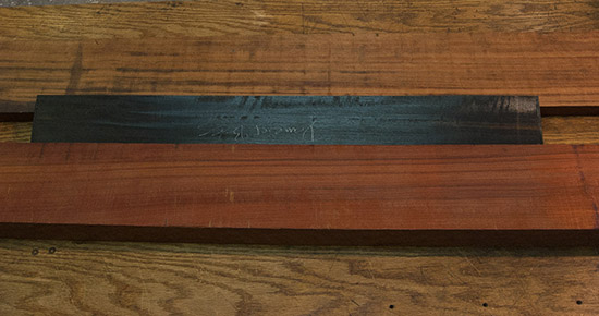 Ebony, goncalo alves (tigerwood) and padauk blanks for a 6 string bass