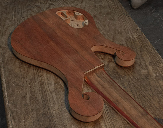6-string bass with goncalo alves/paduak neck, back