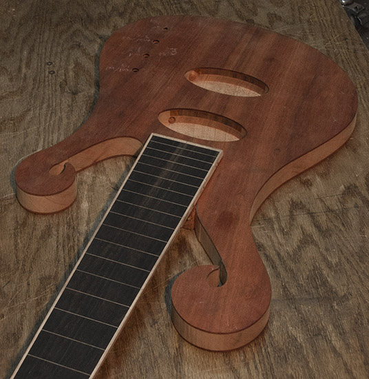 Fretless 6-string bass with ebony fretboard, line markers