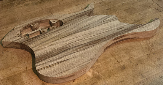 Vester Argus bass body with book-matched black limba core