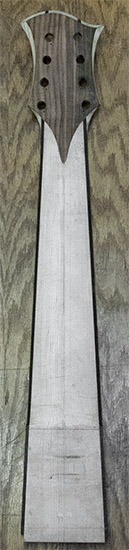 8-string bass neck with maple fretboard, rosewood headstock, back