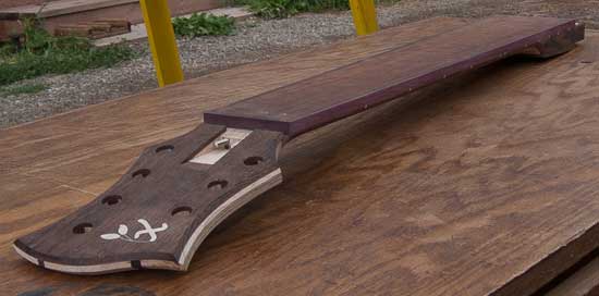 Custom 7-string bass neck with cocobolo/maple/wenge neck