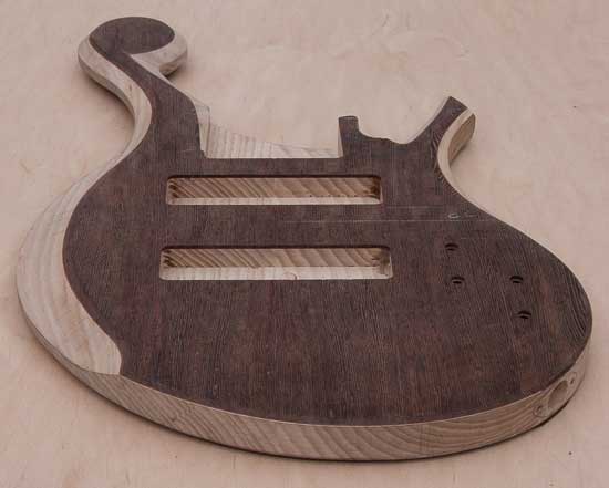 Custom 7-string bass body, ash/wenge
