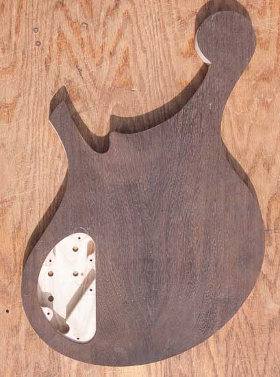 7-string bass body made of wenge, ash, back