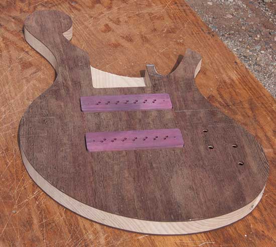 7-string bass body with wenge top, ash core