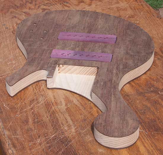 Custom bass body made of wenge, ash