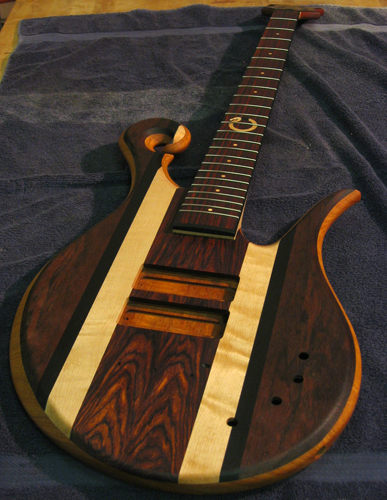 5 string custom bass guitar right after the first coat of finish