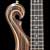 Exotic bass scroll with macassar ebony top, maple accent