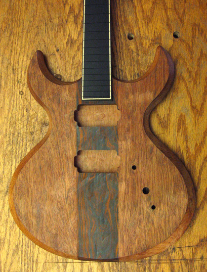 Custom guitar body that is nearly finished