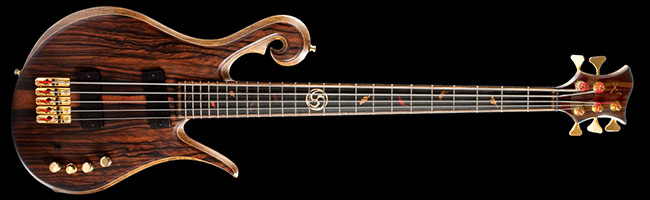 5 string custom bass with Bartolini pickups