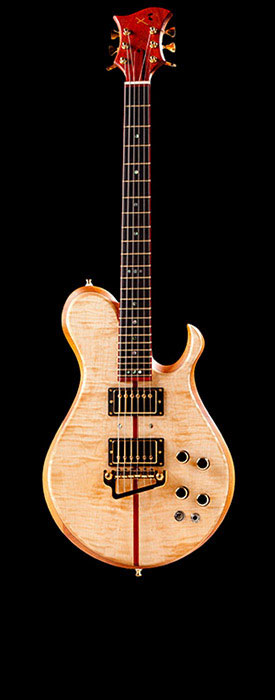 Single cutaway custom guitar of mahogany and maple