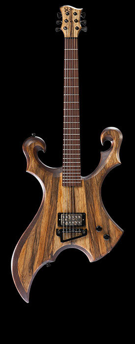 Custom guitar with Bare Knuckle Warpig pickup, metal style body shape