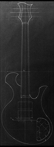 Design of a custom Xylem guitar with Xylem-signature scrolls on each horn