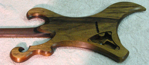 Finished back of the black limba custom guitar