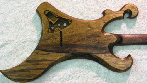 Back of the custom guitar's body after several coats of Danish Oil