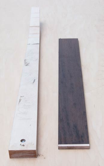 Maple neck blank with slotted wenge fretboard, back