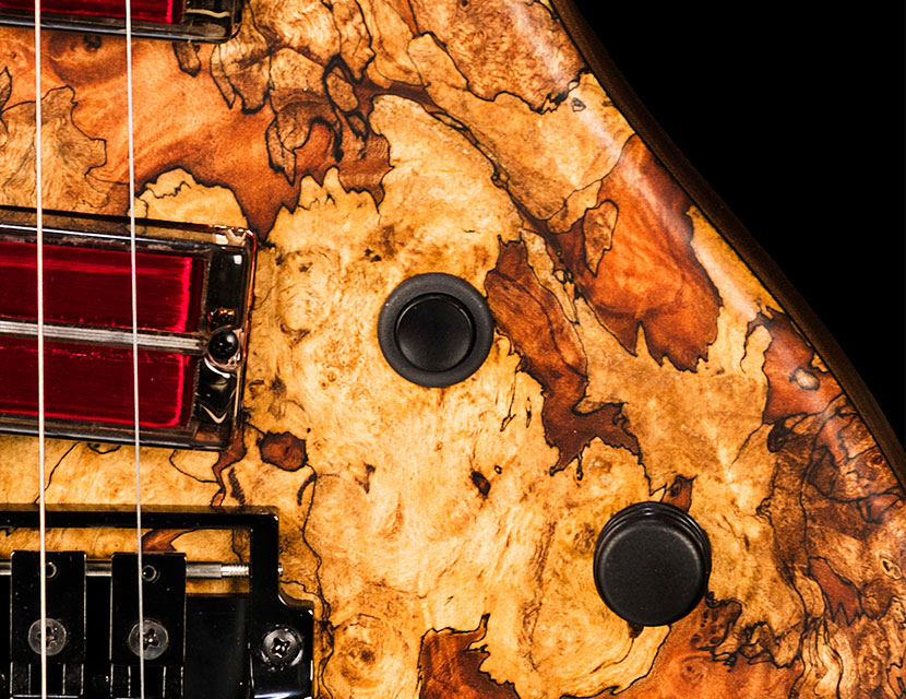 Custom guitar killswitch that looks like an arcade game button